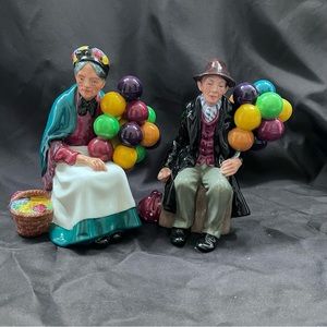 Pair 1960’s Royal Doulton Old Balloon Seller & The Balloon Man Figures - Vintage